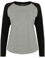 SF Women Baseball-Langarmshirt mit Raglan-Ärmeln, Heather Grey/Black XS, SF271 – Bild 1