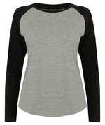 SF Women Baseball-Langarmshirt mit Raglan-Ärmeln, Heather Grey/Black XS, SF271 – Bild 3