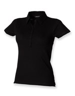 Kurzarm-Polo mit Elasthan und Seitenschlitzen – Black