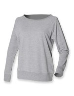 SF Women Raglan Sweatshirt Boat-Neck Meliert für Damen – Heather Grey