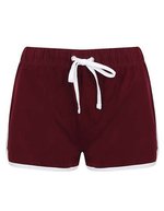 SF Women Retro-Shorts aus Baumwolle mit Bündchen für Damen – Burgundy/White