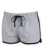 SF Women Retro-Shorts aus Baumwolle mit Bündchen für Damen, Red/White M, SF69 – Chine Gris/Noir