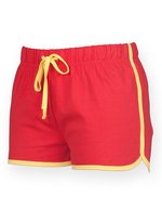 SF Women Retro-Shorts aus Baumwolle mit Bündchen für Damen, Red/White M, SF69 – Rouge/Jaune