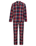 SF Men Karierter Langarm-Schlafanzug aus Baumwolle – Red-Navy Check