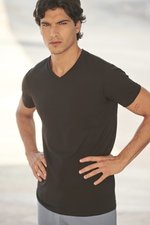 SF Men Stretch V-Neck T-Shirt aus Baumwolle, Black S, SFM122 – Bild 1
