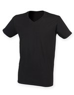 SF Men Stretch V-Neck T-Shirt aus Baumwolle, Black S, SFM122 – Bild 2