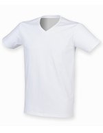 SF Men Stretch V-Neck T-Shirt aus Baumwolle, Black S, SFM122 – White