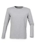 SF Men Langarm T-Shirt mit Stretch und Enzymwäsche, White XL, SFM124 – Heather Grey