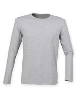SF Men Langarm T-Shirt mit Stretch und Enzymwäsche – Heather Grey