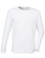 SF Men Langarm T-Shirt mit Stretch und Enzymwäsche, Black S, SFM124 – White