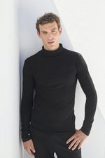 SF Men Langarmshirt mit Rollkragen und Slim-fit, Black S, SFM125 – Bild 1