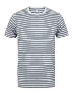 SF Men Gestreiftes Rundhals T-Shirt Baumwolle – Heather Grey/White