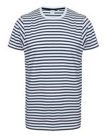 SF Men Gestreiftes Rundhals T-Shirt Baumwolle, Heather Grey/White XXS, SFM202 – White/Oxford Navy