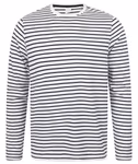 SF Men T-Shirt a maniche lunghe Oxford Navy con etichetta, White/Oxford Navy XXS, SFM204 – immagine 3