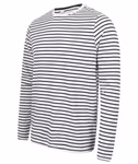 SF Men T-Shirt a maniche lunghe Oxford Navy con etichetta, White/Oxford Navy XXS, SFM204 – immagine 5