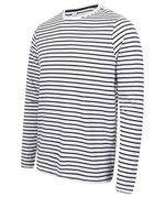 SF Men Langarm T-Shirt Oxford Navy mit Label, White/Oxford Navy XXS, SFM204 – Bild 5