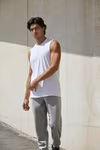 SF Men Sleeveless T-Shirt with Ribbed Neckline, Black S, SFM232 – image 2