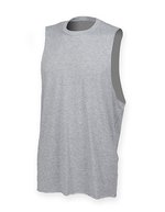 SF Men Ärmelloses T-Shirt mit Ripp-Ausschnitt, Black XS, SFM232 – Chine Gris