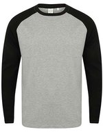 SF Men Langarm Raglan T-Shirt aus Baumwolle, Heather Grey/Black XS, SFM271 – Bild 1