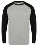 SF Men T-Shirt Raglan a maniche lunghe in Cotone, Heather Grey/Black XS, SFM271 – immagine 3