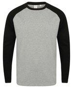 SF Men Langarm Raglan T-Shirt aus Baumwolle, Heather Grey/Black XS, SFM271 – Bild 3