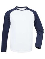 Men´s Long Sleeved Baseball T – White/Oxford Navy