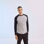 SF Men T-Shirt Raglan a maniche lunghe in Cotone, Heather Grey/Black XS, SFM271 – Heather Grey/Royal