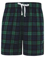 SF Men Tartan Lounge-Shorts aus Baumwoll-Flanell – Navy-Green Check