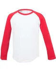 SF Minni Langarm Raglan T-Shirt Baumwolle für Kinder, White/Red 11-12 Jahre, SM271 – Bild 2