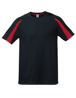 Starworld Ultra-Tech Sportshirt mit Kontrast-Ärmeln – Black/Fiesta Red