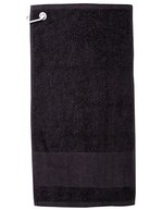 Towel City Baumwoll-Golfhandtuch mit Fischgrätrands – Black
