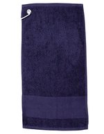Towel City Baumwoll-Golfhandtuch mit Fischgrätrands – Navy