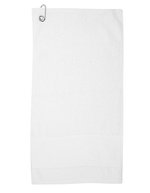 Towel City Baumwoll-Golfhandtuch mit Fischgrätrands – White
