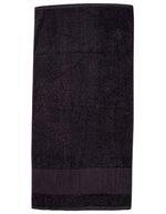 Towel City Badetuch mit Fischgrätrand und Aufhängeschlaufe – Black