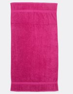 Towel City Luxus Frotteehandtuch mit Herringbone-Rand, White 70 x 130 cm, TC04 – Fuchsia