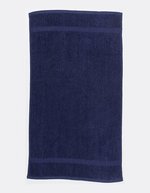 Towel City Luxus Frotteehandtuch mit Herringbone-Rand, White 70 x 130 cm, TC04 – Navy