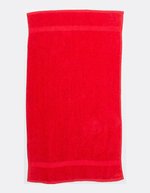 Towel City Luxus Frotteehandtuch mit Herringbone-Rand, White 70 x 130 cm, TC04 – Red