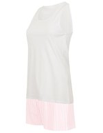 Towel City Ärmelloses Damenoberteil mit Tasche – White/Pink/White Stripe