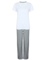 Towel City Baumwoll-Jersey T-Shirt mit Stulpen – White/Heather Grey