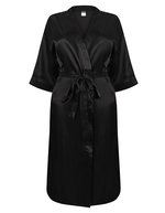 Towel City Kimono-Bademantel aus dehnbarem Satin – Black