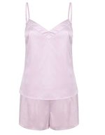 Towel City Satin Cami Pyjama-Set mit Shorts, Black M/L, TC057 – Light Pink