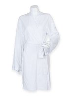 Towel City Knielanger Damen-Bademantel im Kimono-Stil – White