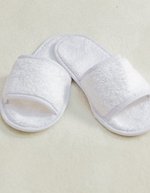 Towel City Klassische Frottier Slipper mit offener Zehe – White