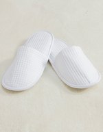 Towel City Waffle-Optik Slipper mit Mischgewebesohle – White