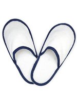The One Towelling® Hausschuhe aus Baumwolle – White/Navy Blue