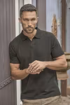 Tee Jays Organic Cotton V-Neck Polo with Stretch, Black S, TJ1404 – image 2