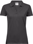 Women´s Luxury Stretch V-Neck Polo – Dark Grey (Solid)