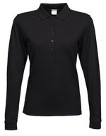 Tee Jays Langarm-Polo aus Bio-Baumwolle mit Stretch – Black