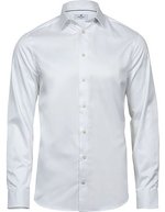 Tee Jays Langarmhemd Slim Fit mit Haifischkragen, Light Blue S, TJ4021 – Blanc