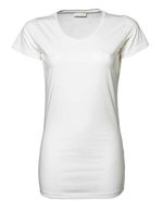 Tee Jays V-Neck T-Shirt Extra Lang für Damen, Black XS, TJ455 – White